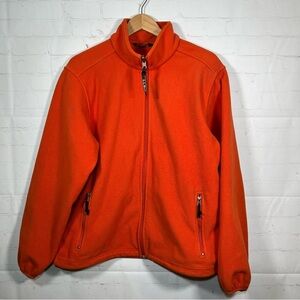 Vintage LL Bean Fleece Jacket Mens Size Medium Orange Full Zip Outdoors Classic